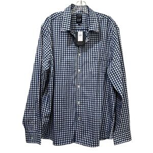 Gap Men’s XL Blue White Gingham Coolmax Ecomade Poplin Button Down Shirt NWT B2